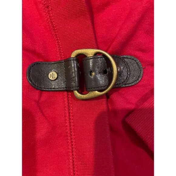 LRL Lauren Jeans Co Ralph Red Jacket Cardigan Sweater Top Buckle Closure - Picture 6 of 10